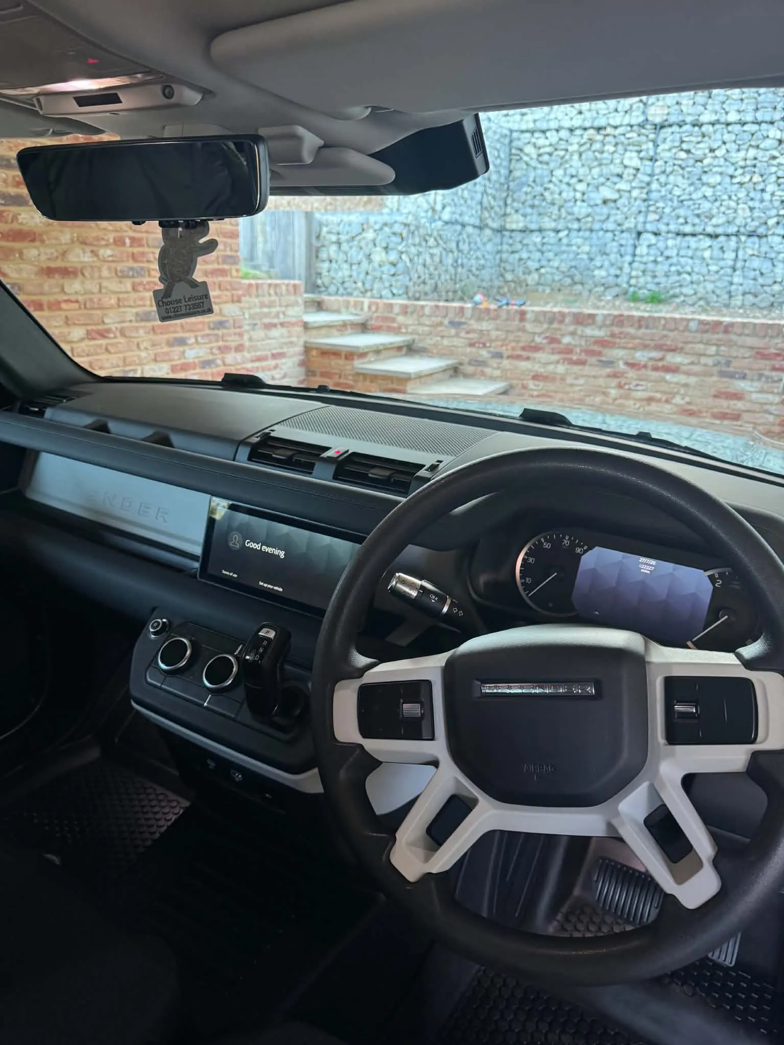 Land Rover Defender dashboard and steering wheel after a full interior detail